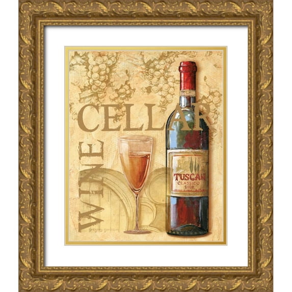 Gorham, Gregory 12x14 Gold Ornate Wood Framed with Double Matting Museum Art Print Titled - Wine I