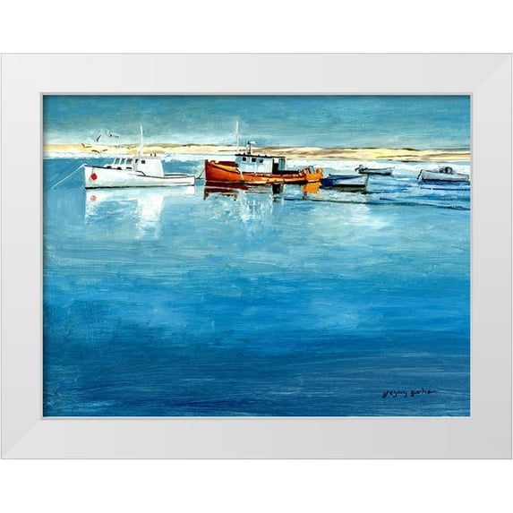 Gorham, Gregory 14x12 White Modern Wood Framed Museum Art Print Titled - Winter Harbor