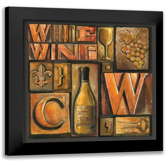 Gorham, Gregory 15x15 Black Modern Framed Museum Art Print Titled - Type Set Wine Sq II