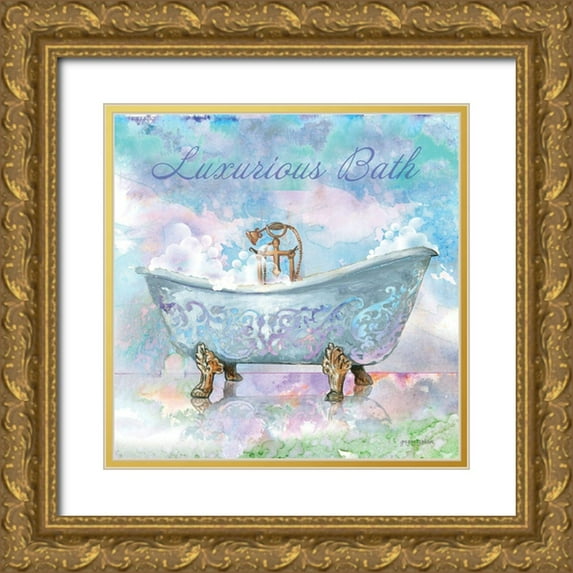 Gorham, Gregory 15x15 Gold Ornate Wood Framed with Double Matting Museum Art Print Titled - Luxury Bath Motif I
