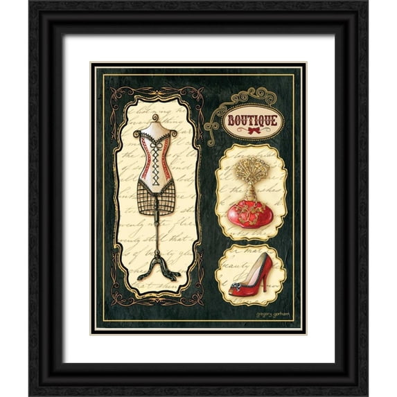 Gorham, Gregory 15x18 Black Ornate Wood Framed with Double Matting Museum Art Print Titled - Paris Boutique En Rouge I