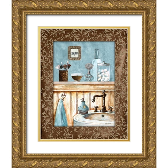 Gorham, Gregory 15x18 Gold Ornate Wood Framed with Double Matting Museum Art Print Titled - Blue Bath III