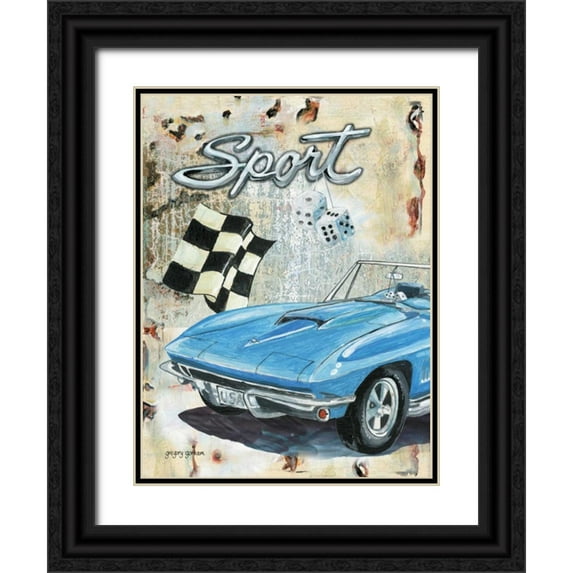 Gorham, Gregory 19x24 Black Ornate Wood Framed with Double Matting Museum Art Print Titled - Sport Car