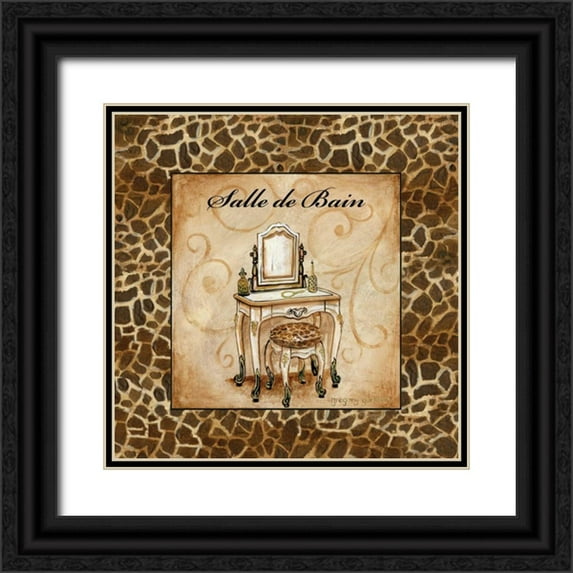 Gorham, Gregory 20x20 Black Ornate Wood Framed with Double Matting Museum Art Print Titled - Giraffe Salle de Bain