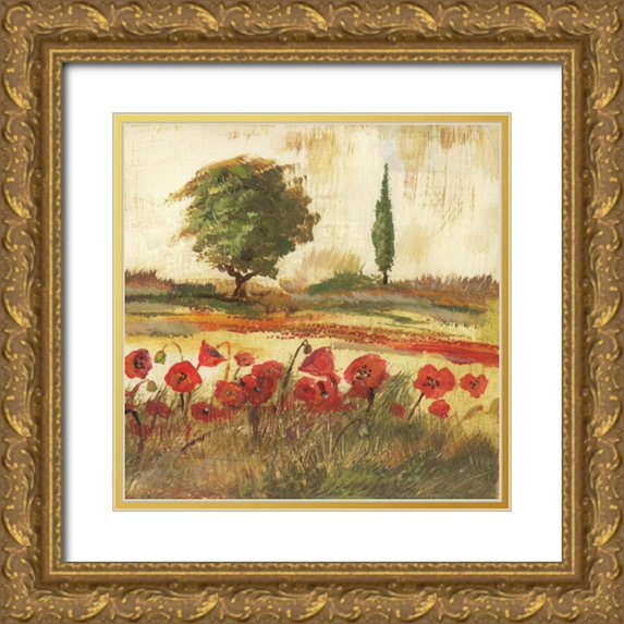 Gorham, Gregory 26x26 Gold Ornate Wood Framed with Double Matting Museum Art Print Titled - Poppy Field III