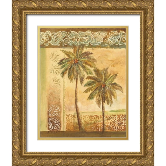 Gorham, Gregory 26x32 Gold Ornate Wood Framed with Double Matting Museum Art Print Titled - Palm Trees I