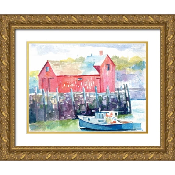 Gorham, Gregory 32x25 Gold Ornate Wood Framed with Double Matting Museum Art Print Titled - Cape Ann