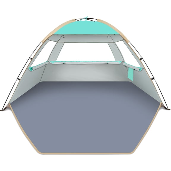 Gorich Beach Tent for 3/4/6/8 Person, UPF 50 UV Protection, Portable Sun Shelter, Easy Setup Sun Shade Beach Canopy with Carry Bag