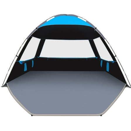 Gorich Beach Tent for 3/4/6/8 Person, UPF 99+ UV Protection, Portable Sun Shelter, Easy Setup Sun Shade Beach Canopy with Carry Bag (Dark Shelter)
