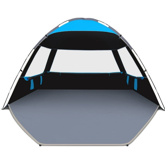 Gorich Beach Tent for 3/4/6/8 Person, UPF 99+ UV Protection, Portable Sun Shelter, Easy Setup Sun Shade Beach Canopy with Carry Bag (Dark Shelter)