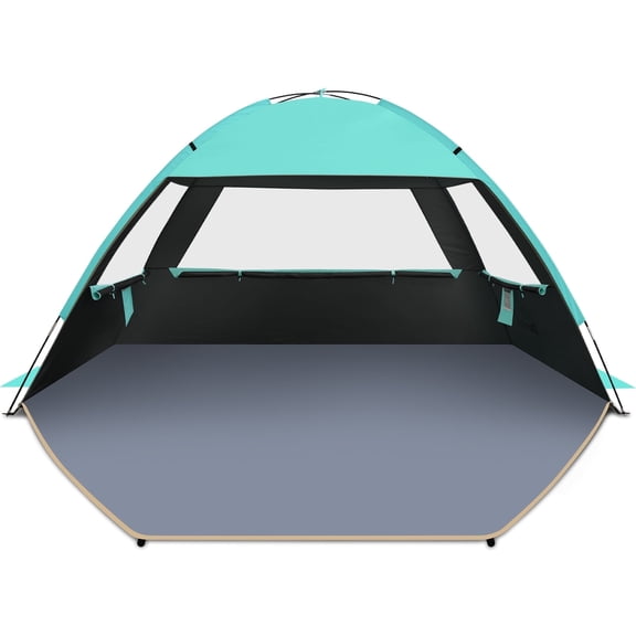Gorich Beach Tent for 3/4/6/8 Person, UPF 99+ UV Protection, Portable Sun Shelter, Easy Setup Sun Shade Beach Canopy with Carry Bag (Dark Shelter)