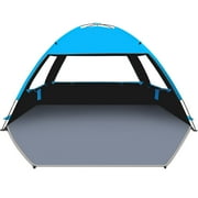Gorich Beach Tent for 3/4/6/8 Person, UPF 99+ UV Protection, Portable Sun Shelter, Easy Setup Sun Shade Beach Canopy with Carry Bag (Dark Shelter)