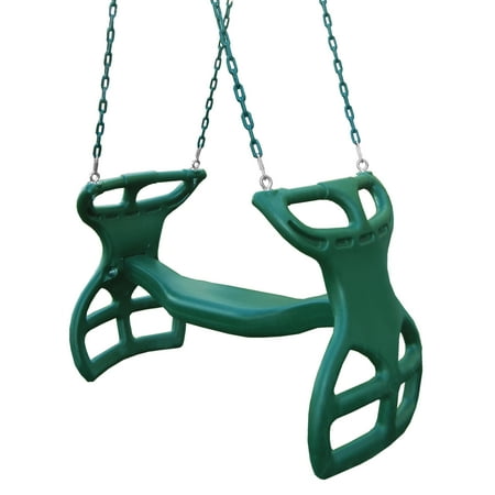 Gorilla Playsets Dual Ride Glider with Green Coated Chains - Green
