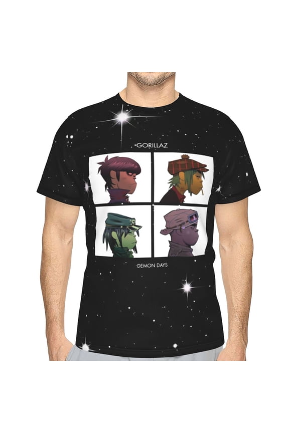 Gorill-az Demon Days Casual Men's T-Shirts Classic Crew T-Shirt Tops Slim Fit Short Shirts Sleeves Tees