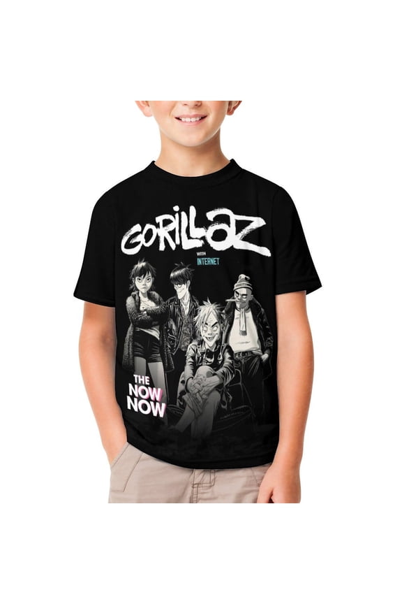 Gorill-az Now Now Youth T-shirt Short Sleeve Cotton Shirts Graphic Tees Tops Teen