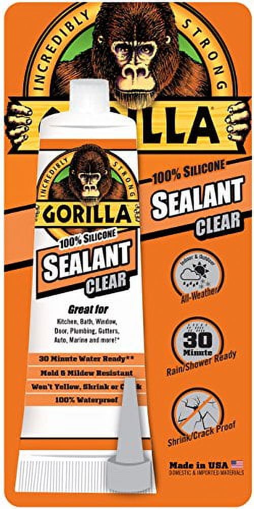 Gorilla 100 Percent Silicone Sealant Caulk 2.8 Oz Squeeze Tube Clear