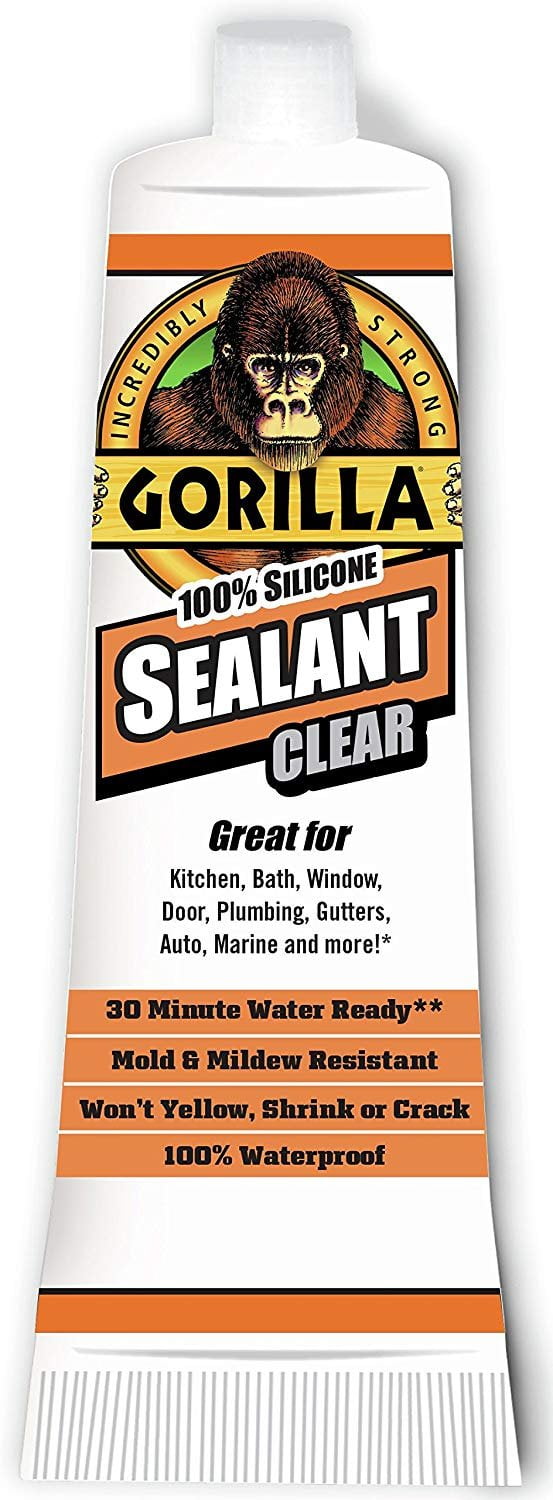 Gorilla 100 Percent Silicone Sealant Caulk, 2.8 ounce Squeeze Tube