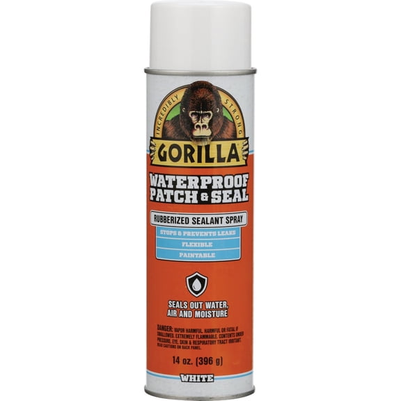 Gorilla Waterproof Patch & Seal Rubberized Sealant Spray, White, 14 Ounce (Pack of 6) - Seals Out Water, Air, and Moisture
