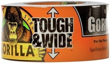 Gorilla 106425 Tough & Wide Tape, Black, 2.88-in. x 25-Yd. - Quantity 6 — Residential Use, Standard Application