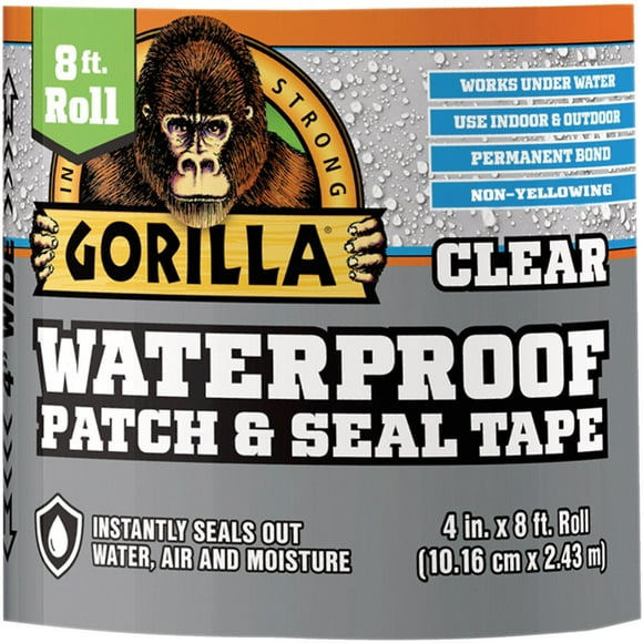 Gorilla 107261 4 In. X 8 Ft. Waterproof Patch & Seal Repair Tape, Clear