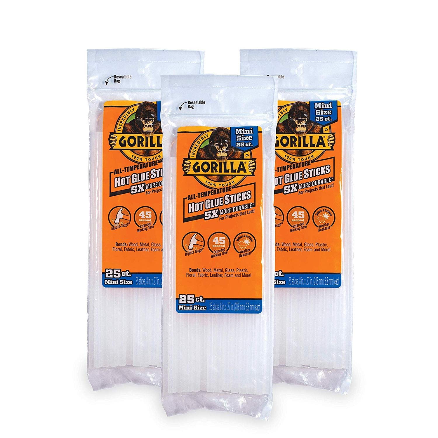 Gorilla Glue Mini Hot Glue Sticks - 75 / Pack - Clear - Filo CleanTech