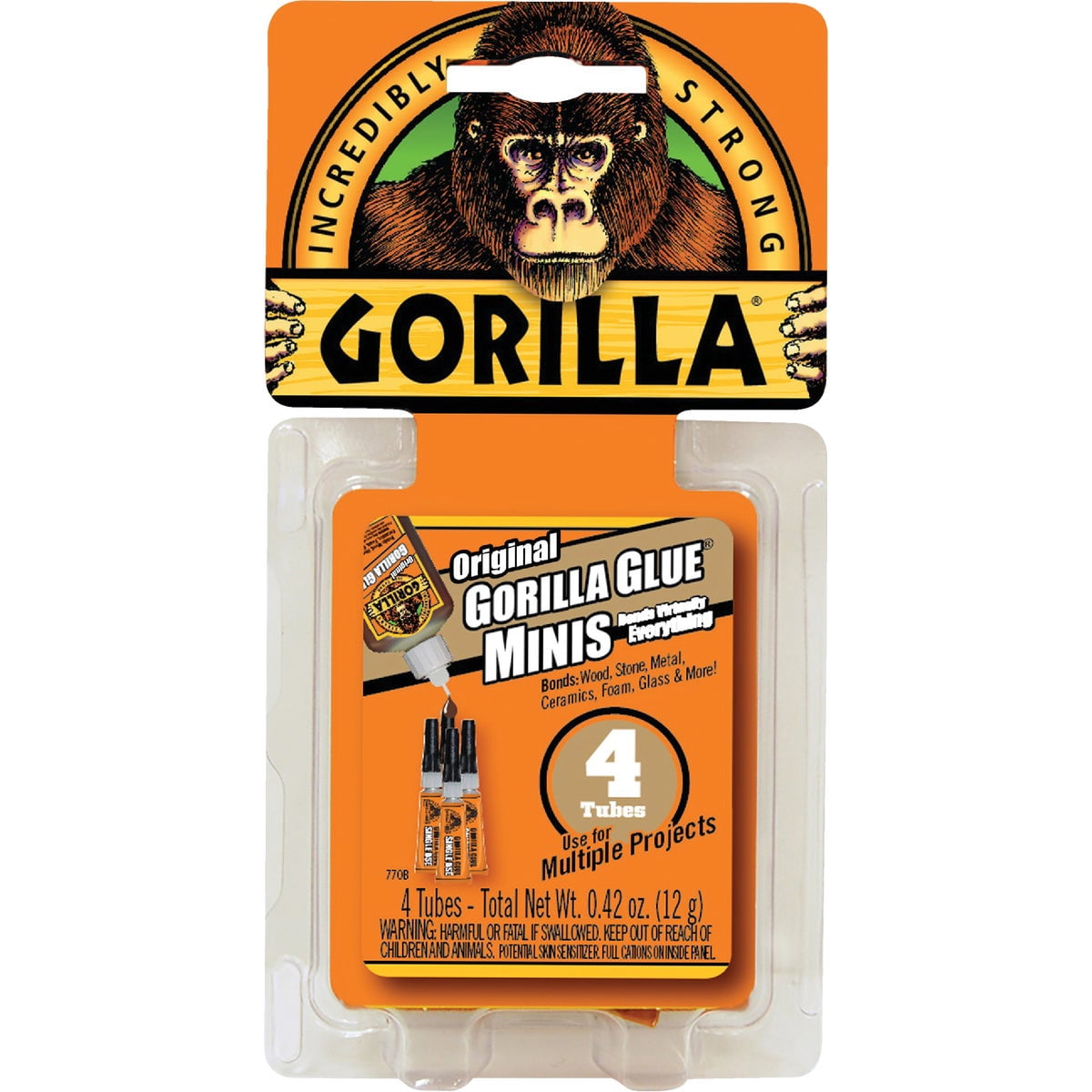 Gorilla 5000503 Four 3g Original Glue Mini Tubes 6-Pack