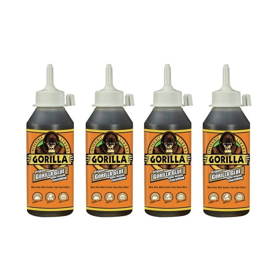 Gorilla 5002801-4 Original Glue, 8 oz, Brown, Pack of 4, 4-Pack, 4 Piece