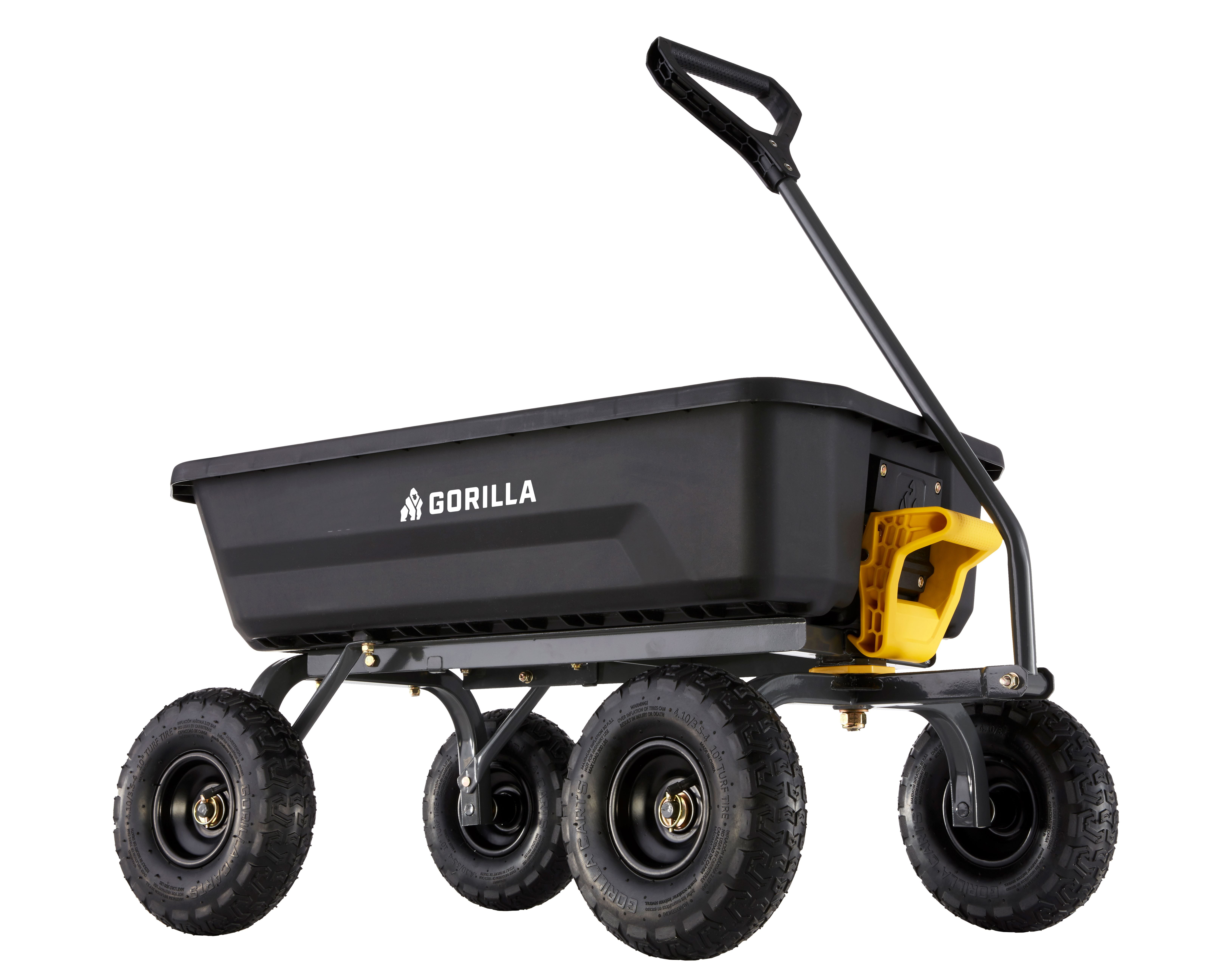 Gorilla 4 Cu. Ft. Black Poly Garden Dump Cart with Steel Handle