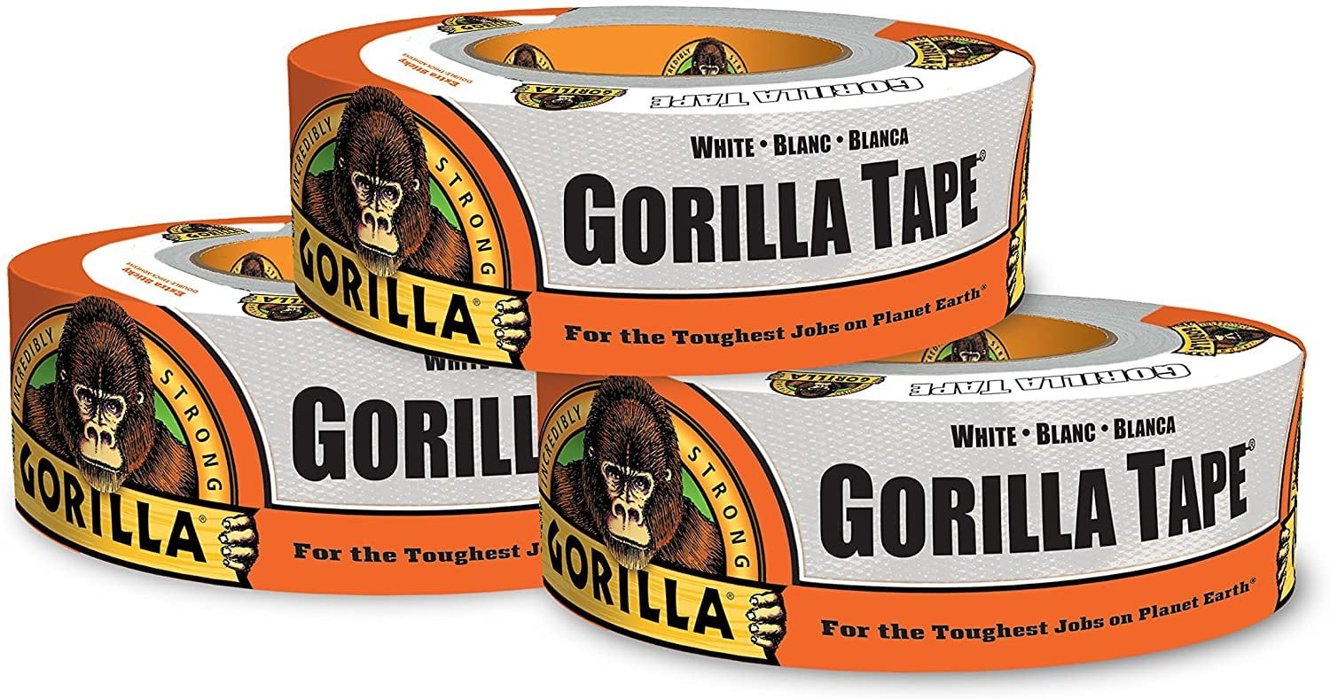 Gorilla 6025001-3 Duct Tape, 1.88" x 30 yd, White, Pack of 3, 3-Pack, 3 Piece