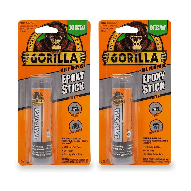Gorilla All Purpose Epoxy Stick Putty 2 oz Waterproof Permanent Bond,  2-Pack 