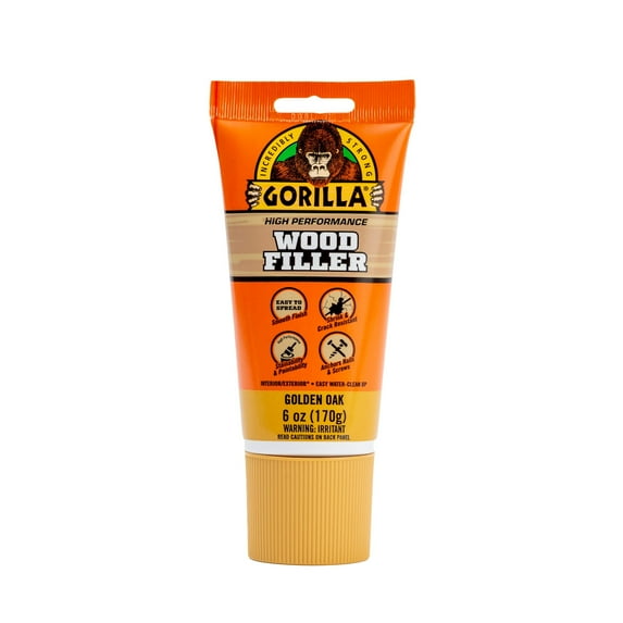 Gorilla All Purpose Wood Filler - Water-Resistant, Golden Oak - 1 Pack, 6 oz Tube