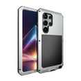 thumbnail image 1 of Gorilla Glass Aluminum Metal Samsung Galaxy S24 Ultra Case (Silver) Heavy Duty Military Grade Shockproof and Scratch Resistant Protection, Rugged Outdoor Travel, 1 of 5