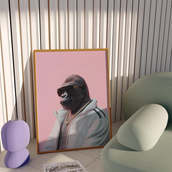 Gorilla Animal Illustration Trendy Wall Art Unframed Paper Print