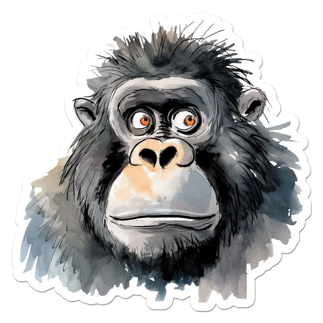 Gorilla Ape Sticker Phone Decal Water Bottle Stickers Car Decals ...
