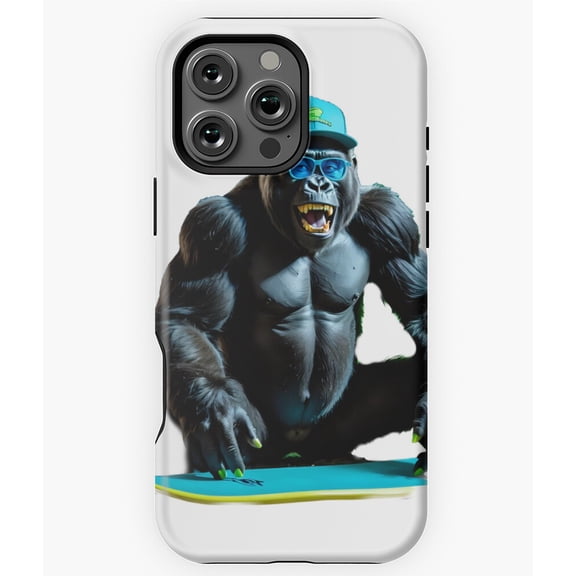 Gorilla Ape Surfing Summer Beach Phone Case for iPhone 16 15 14 13 12 11 Pro Max