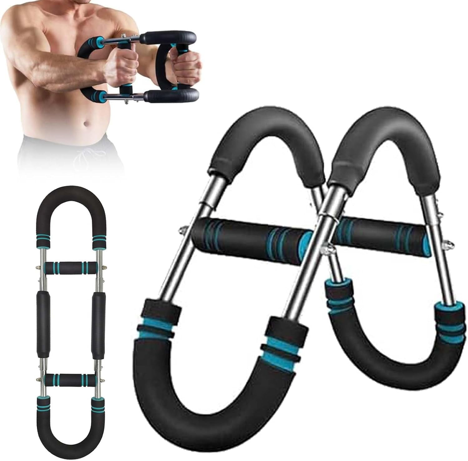 Gorilla Bar Twister Arm Trainer – Résistance 40-110 Lbs – Renforcement Bras, Poitrine, Dos – Réglable – Acier Et Mousse Antidérapante – Pour Maison Ou Déplacement