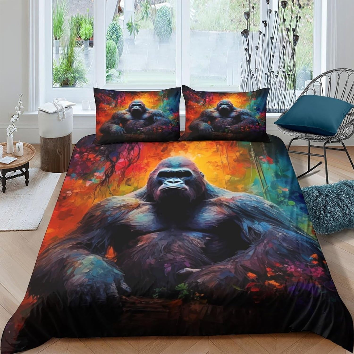 Gorilla Bedding Set Comforter Covers 3D Printed Animal Quilt Cover ...