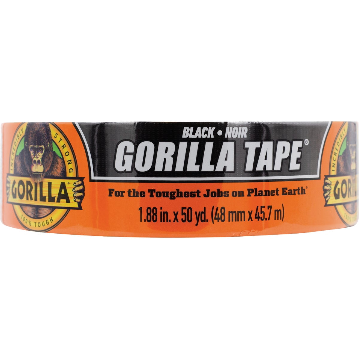 Gorilla Black Duct Tape, 1.88" x 50 yd, Black, (Pack of 1)