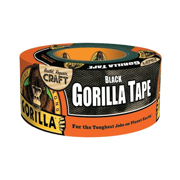 (3 pack) Gorilla Black Polyethylene Coated Cloth Duct Tape, 10 Yards x 1.88 inches, Single Roll