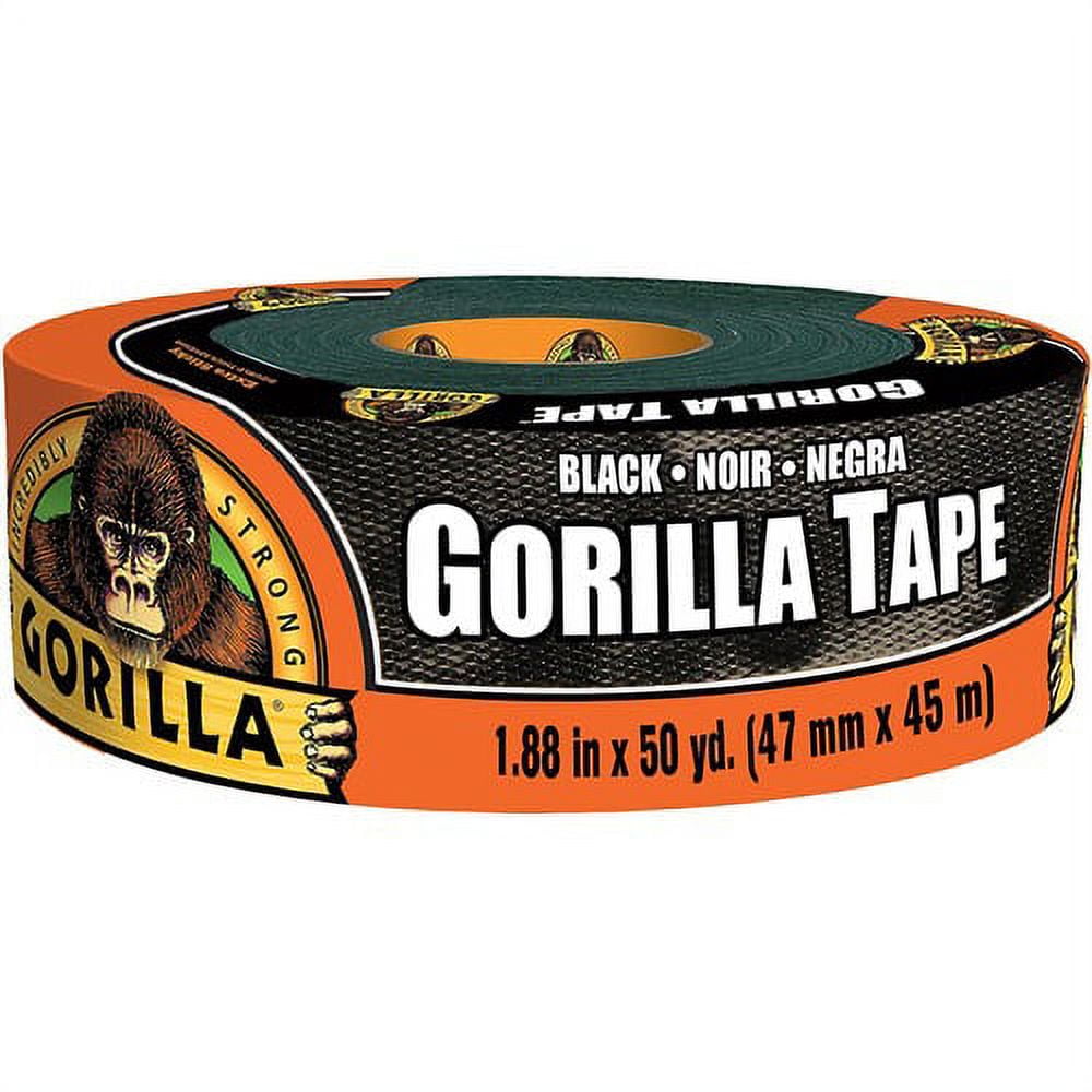 Gorilla Black Tape - 50 yd Length x 1.88" Width - 1 Roll - Black | Bundle of 5 Rolls