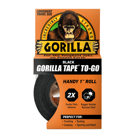 Gorilla Black Tape to-Go Handy Roll, 1 in x 10 Yard Roll