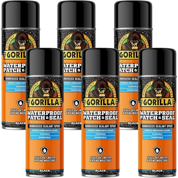 Gorilla Glue Waterproof Patch & Seal Spray - Black, Spray Adhesive - 6-Pack