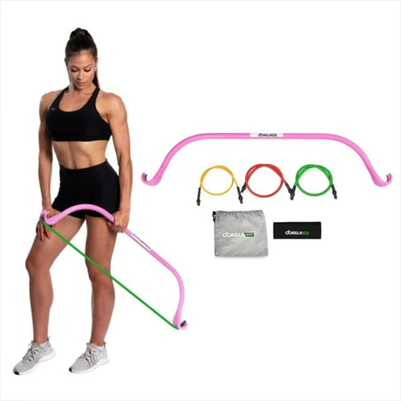 Lite Gorilla Bow Portable Home Gym Resistance Bands and Bar System for Travel, Fitness, Weightlifting and Exercise Kit, Full Body Workout Equipment Set