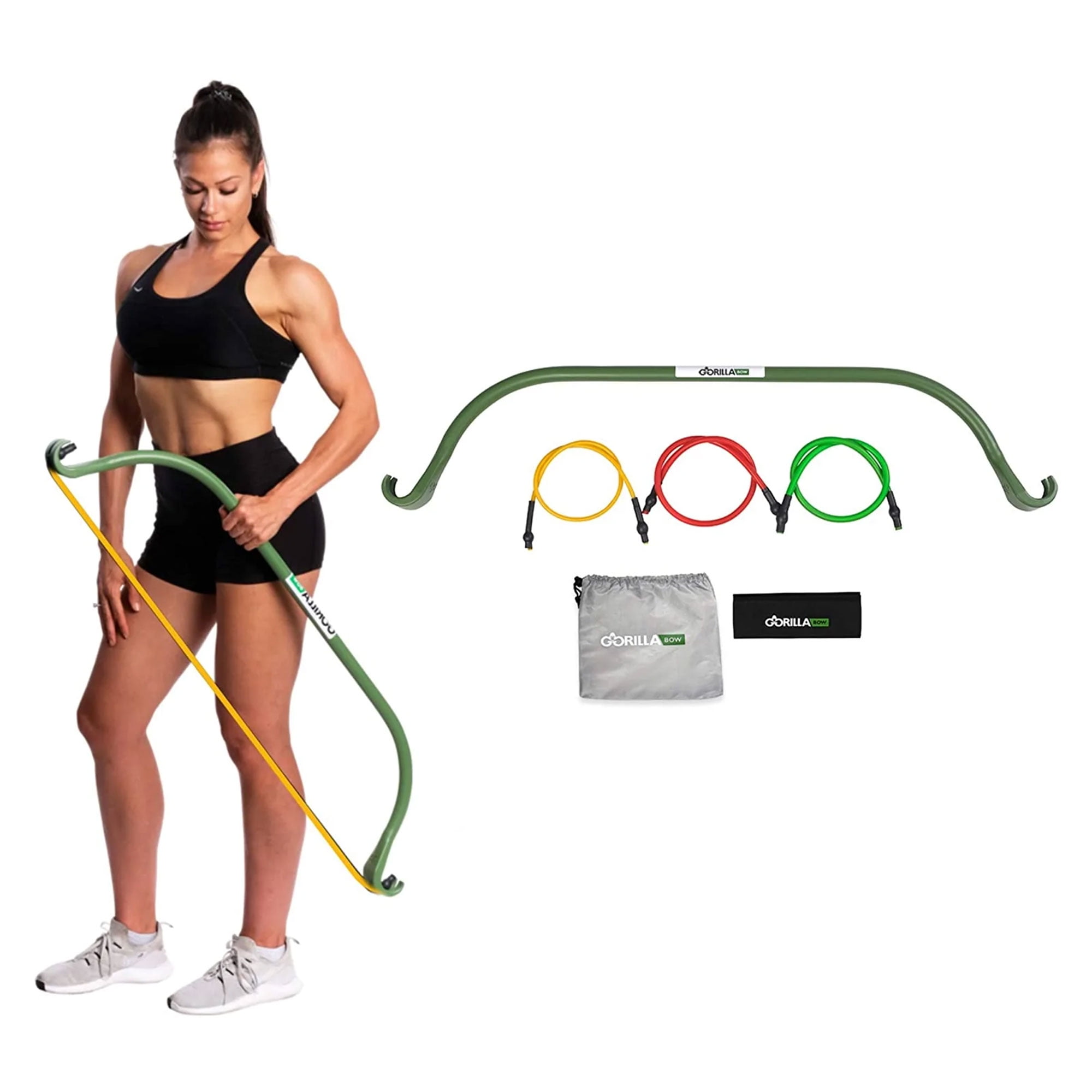 Lite Gorilla Bow Portable Home Gym Resistance Bands and Bar System for Travel, Fitness, Weightlifting and Exercise Kit, Full Body Workout Equipment Set