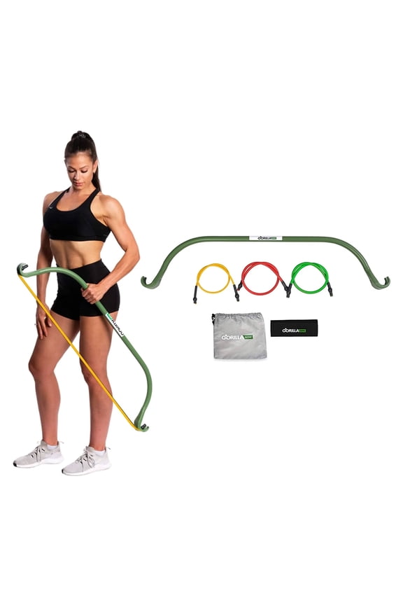 Lite Gorilla Bow Portable Home Gym Resistance Bands and Bar System for Travel, Fitness, Weightlifting and Exercise Kit, Full Body Workout Equipment Set