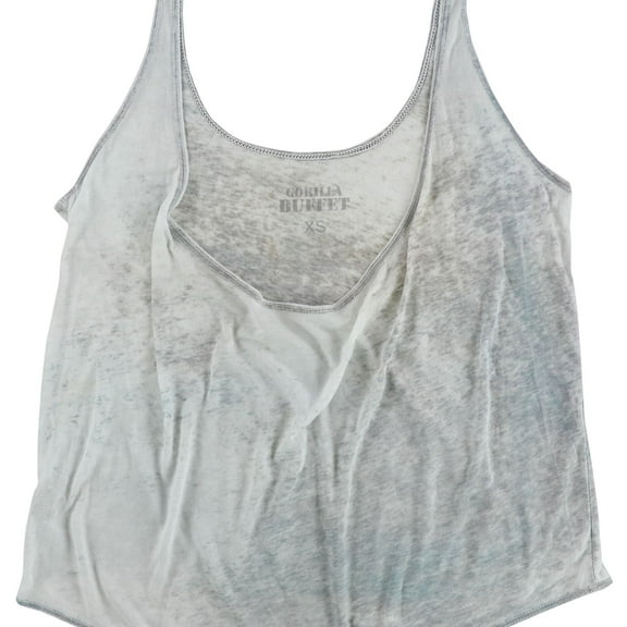 Gorilla Buffet Womens Oversized Burnout Print Tank Top, Blue, X-Small