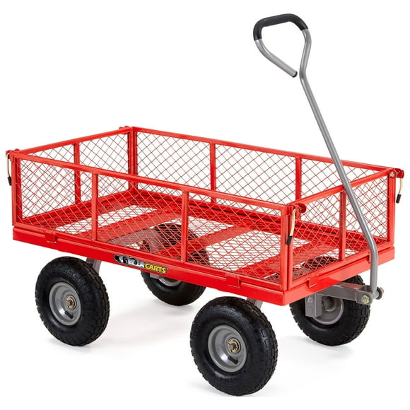 Gorilla Carts Steel Utility Cart with Removable Side Panels, 800 lb Capacity, Red