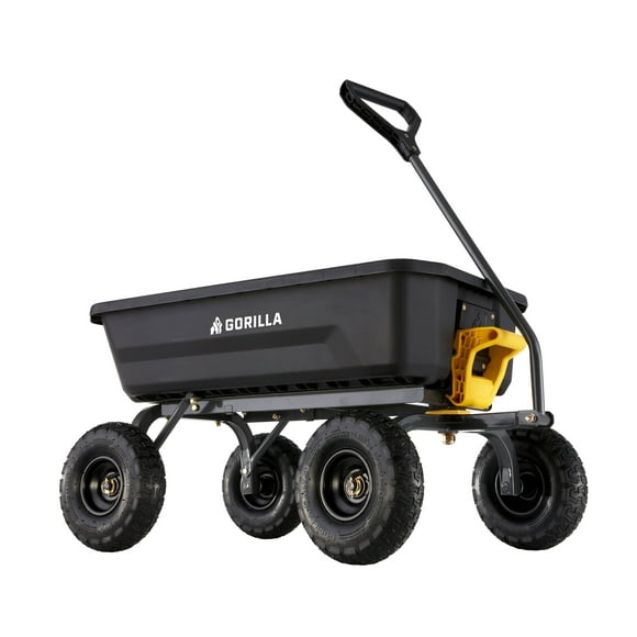 Gorilla Carts 4 Cu. ft. Poly Garden Dump Cart, 600 lbs. Capacity, 35 in. x 22 in. Bed, 10 in. Tires