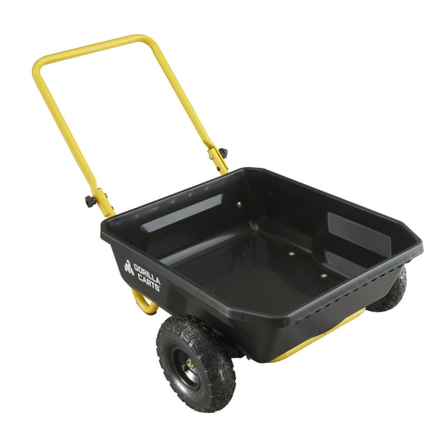 Gorilla Carts GCR-4 4 cu. ft. Poly Yard Cart, 300-Pound Capacity, Black