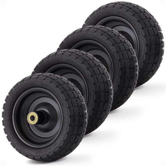 Gorilla Carts 4-Pack 10 Inch No-Flat Replacement Tires for Wagons, Hand Trucks and More